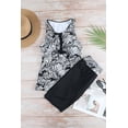 thumbnail image 4 of Women's Black Tropical Print Racerback Tankini Swimsuit, 4 of 15