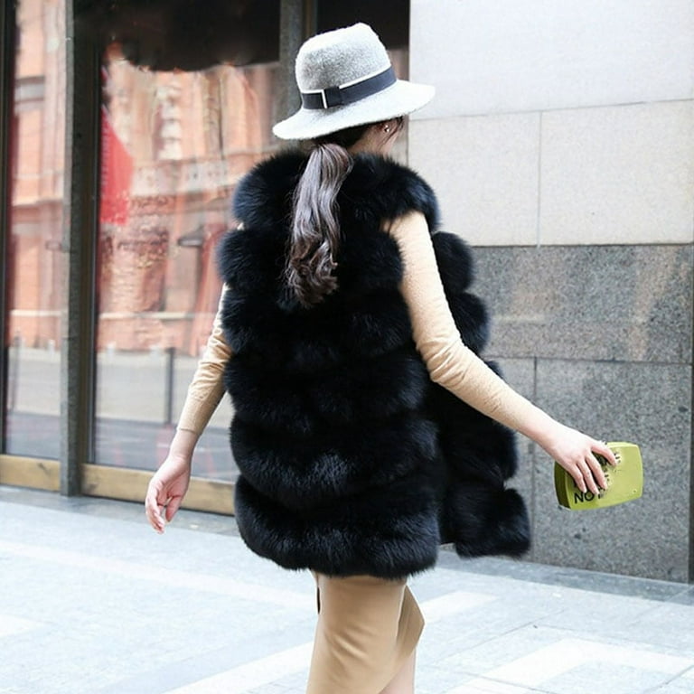 Danceemangoo Women's Fashion Faux Fur Coat
