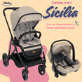 thumbnail image 2 of System travel carriola Sicilia + portabebé plagado compacto telas premium beige, 2 of 9