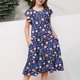 thumbnail image 5 of Vestido de verano para niña, de manga corta, con cuello redondo y estampado floral, de poliéster, con bolsillos y volantes., 5 of 5