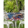 thumbnail image 3 of Outdoor Tablecloth with Umbrella Hole for Patio/Picnic/Party/Camping, Independence Day Waterproof Table Cloth Round Cover Washable, Funny Dogs Red Blue Balloons Gray Wood (Dia 60"), 3 of 8