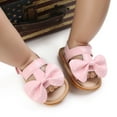 thumbnail image 2 of Uccdo Infant Baby Girls Bow Sandals Newborn Baby Summer PU Leather Open Toe Flats Shoes First Walkers 0-18M, 2 of 7