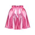 thumbnail image 6 of Haitryli Women Shiny Metallic Skater Flared Skirts Holographic High Waist Pleated Skirts Dancewear Pink M, 6 of 8