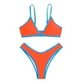 thumbnail image 4 of Prolriy Bikini Sets for Women, Women's Fashion Color Block Bikini Swimsuit Set with Padded Pads Womens Swimsuits Orange L, 4 of 4
