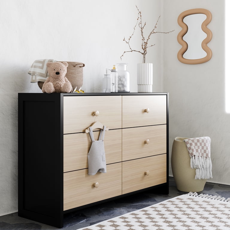 Storkcraft Calabasas 6 Drawer Nursery Double Dresser, Black with
