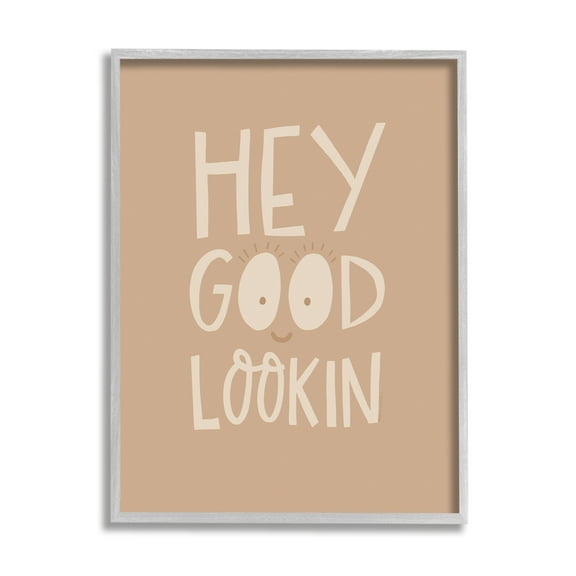 Stupell Industries Hey Good Lookin Phrase Inspirational Painting Gray Framed Art Print Wall Art, 11 x 14
