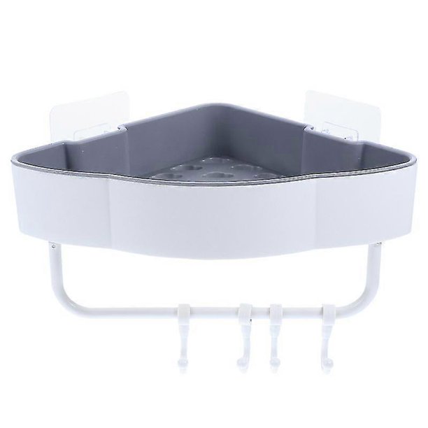 soporte de almacenamiento sin perforaciones, organizador de baño, estante de pared triangular con gancho