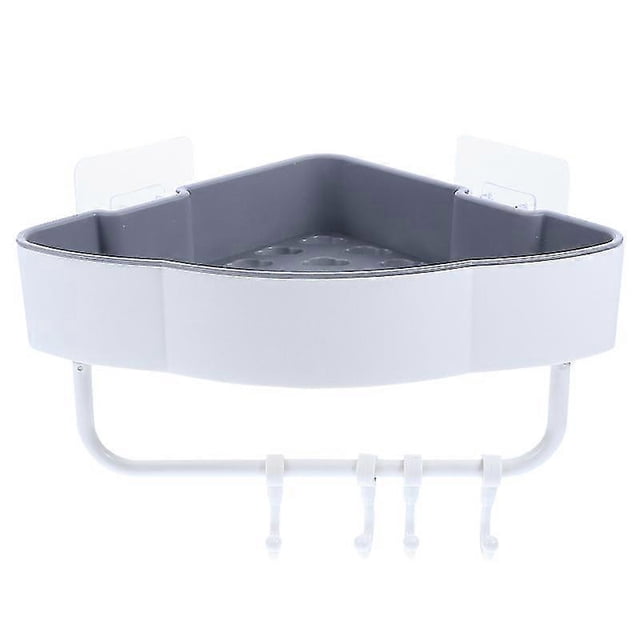 soporte de almacenamiento sin perforaciones, organizador de baño, estante de pared triangular con gancho