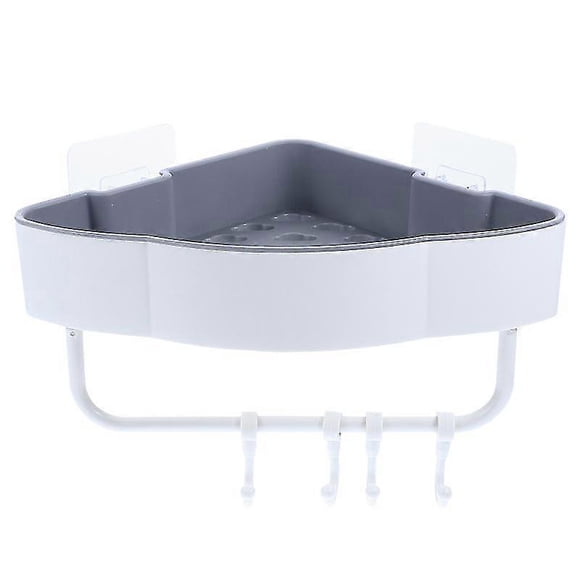 soporte de almacenamiento sin perforaciones, organizador de baño, estante de pared triangular con gancho