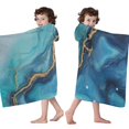 thumbnail image 4 of Blue Gold Marble Pattern Hooded Bath Towel，60"x35" for Ages 3 To 12 Kids, Quick Dry Lightweight Soft Microfiber Hood Beach Towel Cover Up for Kids, 4 of 7