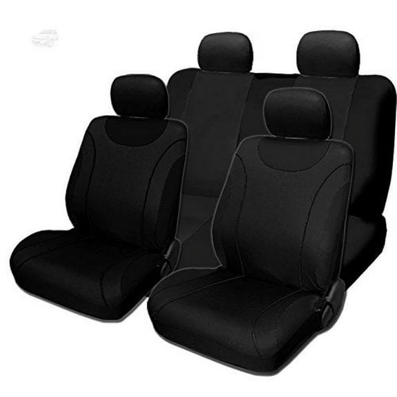 Yupbizauto New Black Cloth Car Truck Seat Covers Set Front and Back Support Split Type Seats