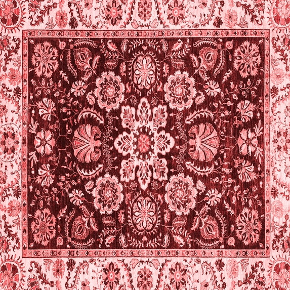 Ahgly Company Indoor Square Abstract Red Modern Area Rugs, 7' Square
