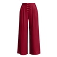thumbnail image 7 of DPTALR Women's Solid Color Elastic Waist Casual Straight Leg Pants with Pockets,Red,Women's Plus SizeL,Young Women's Pants, 7 of 7