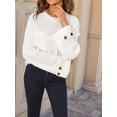thumbnail image 4 of Womens Knit Tops 2025 Oversized Long Sleeve Crewneck Sweater Business Casual Blouses Basic Sweater White XL, 4 of 9