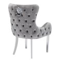 thumbnail image 2 of Canadian Furniture Royal Grey Velvet Luxury Dining Chair Silver Legs (Set of 2), 2 of 3