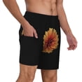 thumbnail image 3 of Picia Orange Dalia pattern Mens Swim Trunks with Compression Liner Stretch Beach Shorts Quick Dry with Zipper Pockets No-Chafing Board Shorts-XX-Large, 3 of 9