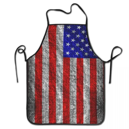 

Bib American Flag On Burlap Linen Rustic Jute Aprons for Men Women Unisex Adult Chef Cooking Kitchen Patriotic Tablier Cuisine