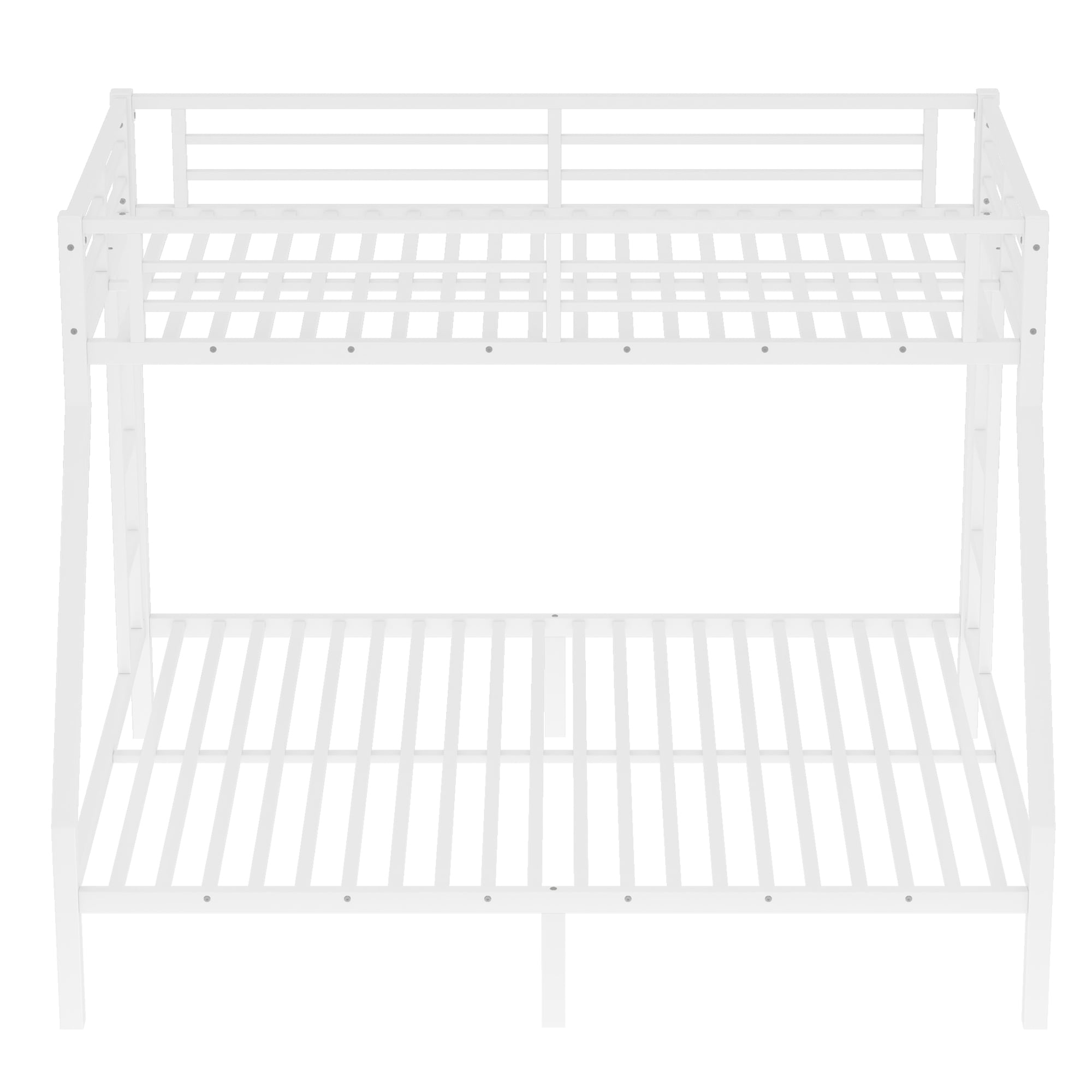 Leumius Twin XL over Queen Bunk Bed for Teens and Adults,Heavy Duty Metal Bed Frame with Full-Length Guardrail and Ladders,Space-Saving/Noise Reduced/No Box Spring Needed,Off White
