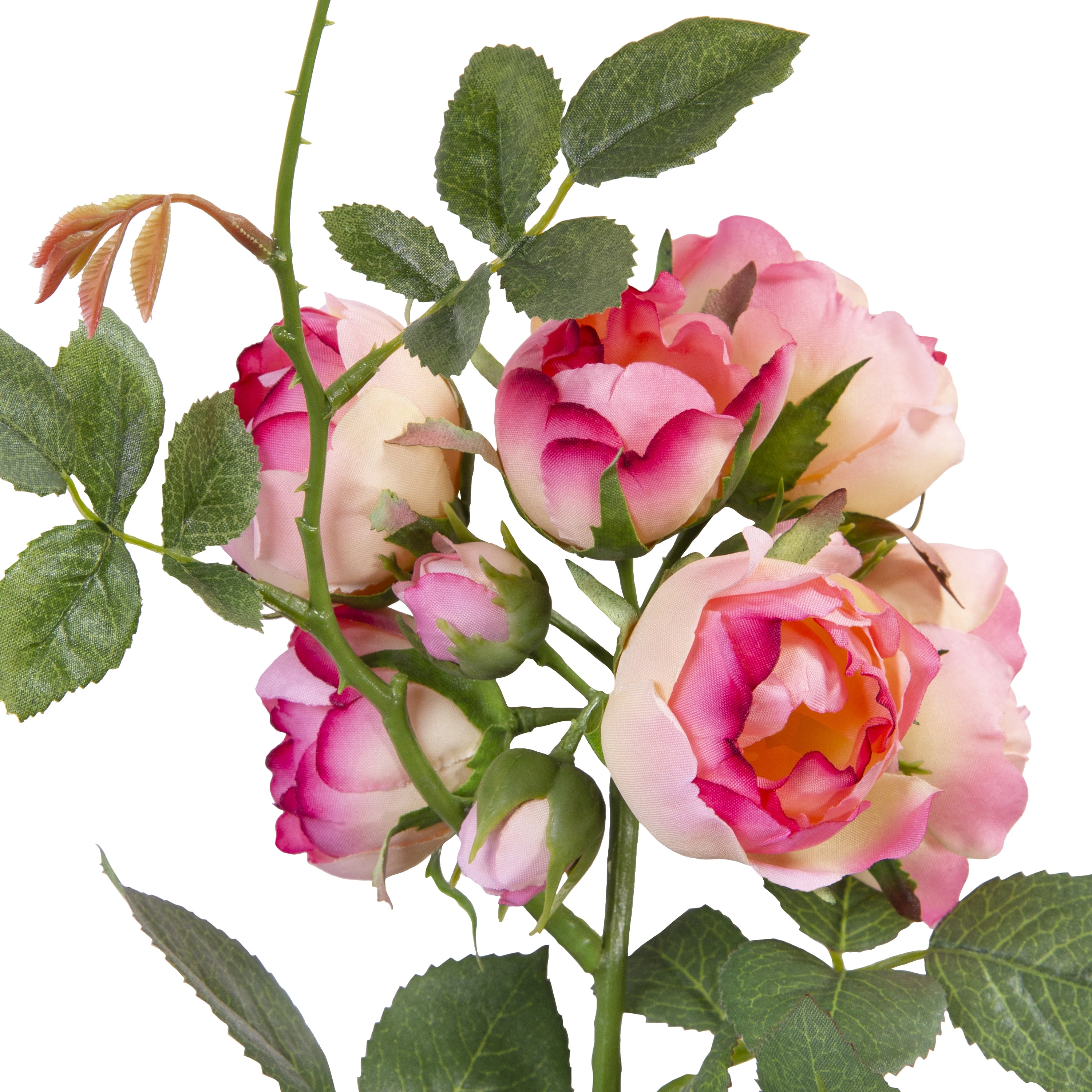 27-inch Artificial Silk Pink Mini Cabbage Roses Mixed Long Stem, for Indoor Use, by Mainstays
