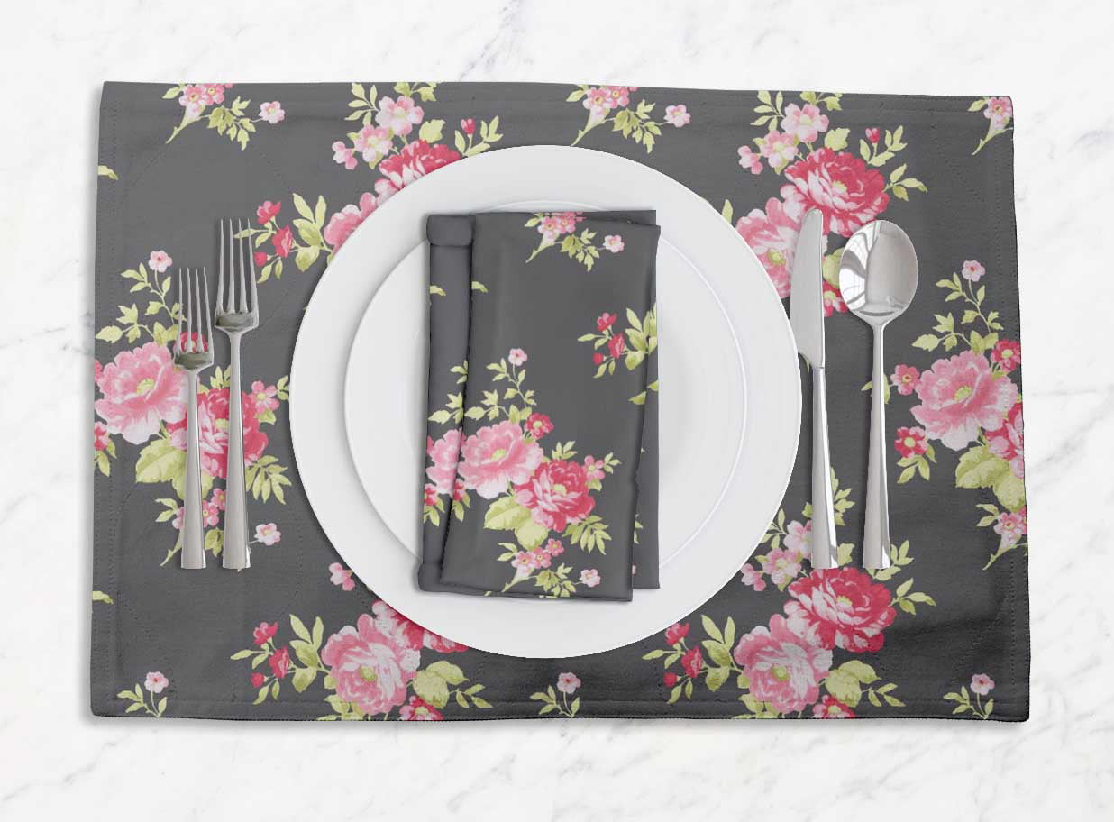 Details about   S4Sassy Rose & Camellia Sasanqua Floral Tablemats With Napkins Set-FL-655E 
