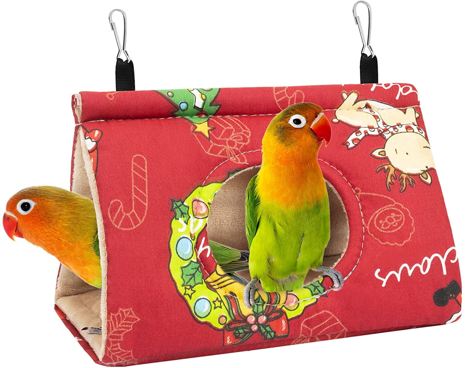 Soft Plush Parrot Hanging Hut Cage Perch Stand Swing Toys for Parakeet Cockatiel Lovebird Budgie Finch Canary Cockatoo African Grey  Macaw S-Blue Bird Hammock