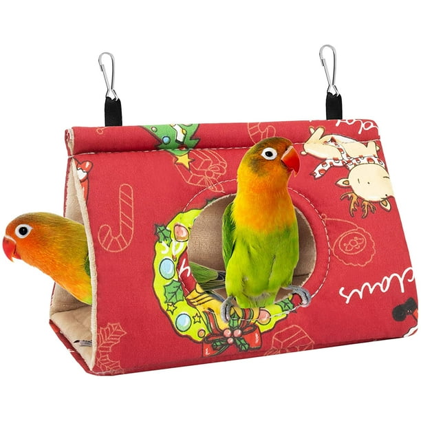 Winter Warm Bird Nest House Hanging Hammock Velvet Shed Hut Cage Plush Fluffy Birds Hideaway