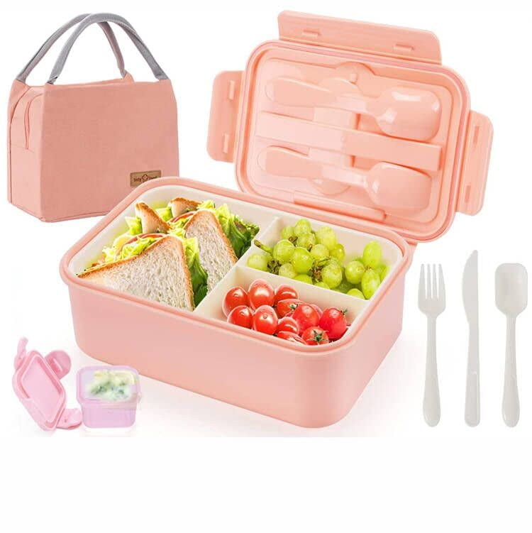 Happydeer Lunch Box Bento Box Kids Adults Lunch Containers for Work  Lunchbox for Men Woman Leak-Proof Lunch Box With 3 Compartments Pink Bento  Box