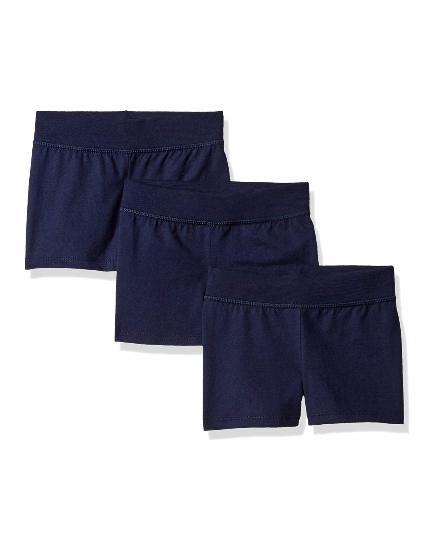 Hanes Girls Jersey Short 3-Pack, S, Hanes Navy