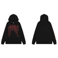 thumbnail image 1 of Sudadera con capucha informal de moda, bordado de venganza, nicho de hueso largo, cabeza de Calavera, estilo americano, ajuste suelto, High StreetNegro 5556, 1 of 3