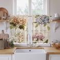 thumbnail image 2 of Spring Hydrangea Floral Tier Curtains, Vintage Botanical Flowers Light Filtering Kitchen Curtains, 2Pcs Rod Pocket Half Window Treatments Panels for Sink Cafe Cabinet Basement 27.5x45 Inches, 2 of 9