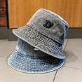 thumbnail image 2 of Fvsianol Lady Bucket Hat Fisherman Hat Women Men Bucket Hat Round Flat Top Letter Hip Hop Sunscreen Windproof Deep Wide Brim, 2 of 8