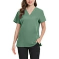 thumbnail image 4 of Qwertyu Women's Scrubs，3 Pocket Scrub Tops for Women, Stretch Fabric Short Sleeve V-Neck Womens Scrub Shirts, 3 Pocket Comfortable Scrub Tops Mint Green 2XL, 4 of 6