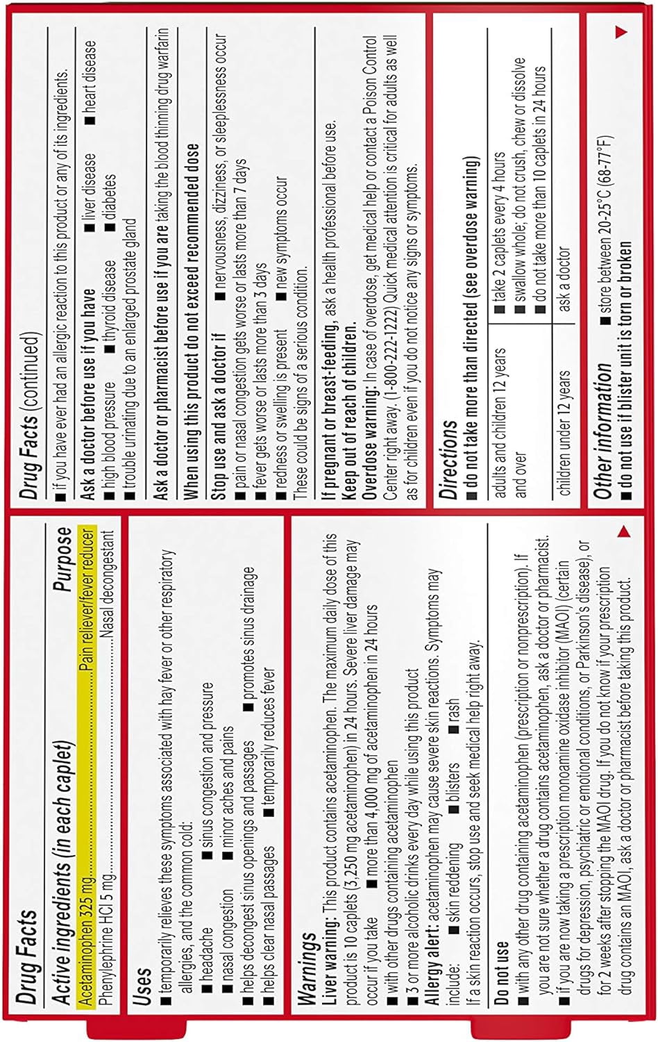 Tylenol Sinus Congestion And Pain Caplets (Pack of 6)