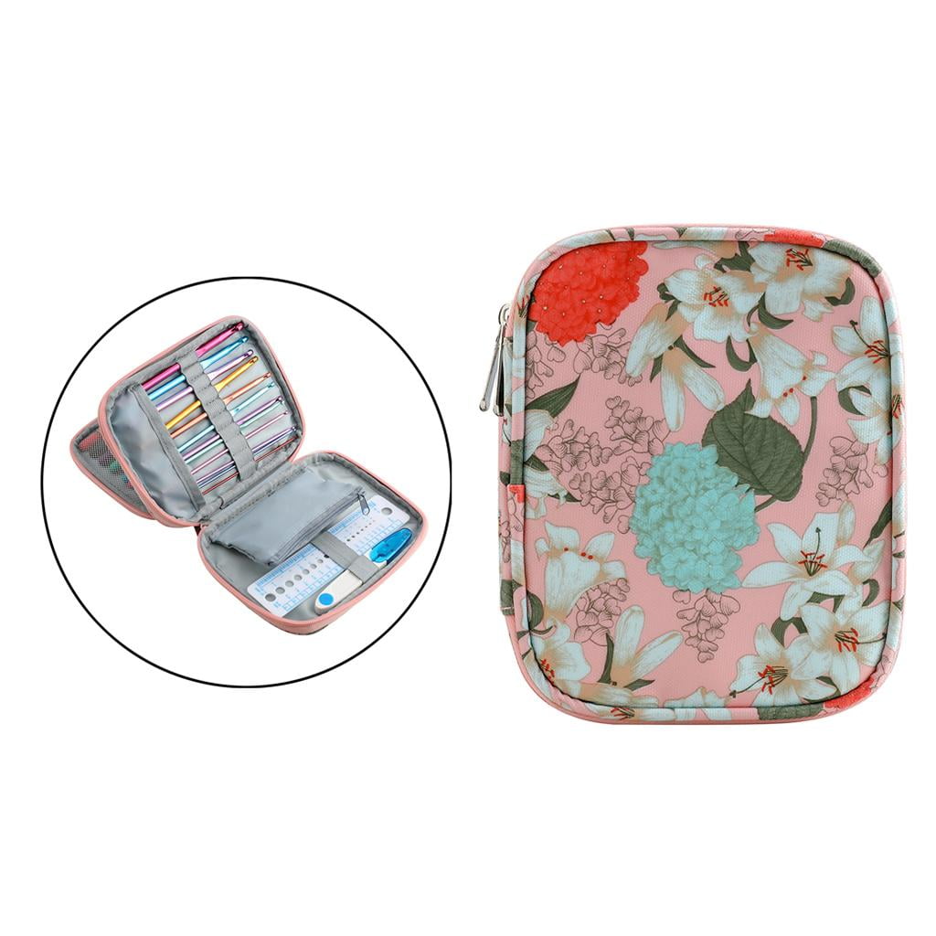 Yunhgft Knitting Crochet Hook Needles Case Empty Zipper Bag Organizer Pink