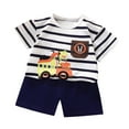 thumbnail image 2 of Antinious Casual Short Sleeve Loungewear Suits for Kids,Toddler Winter Short Sleeve Sleepwear Outfits Sets,Children's Round Neck Short Sleeved Elastic Waist Shorts Casual Home Suit Set,White,110, 2 of 3