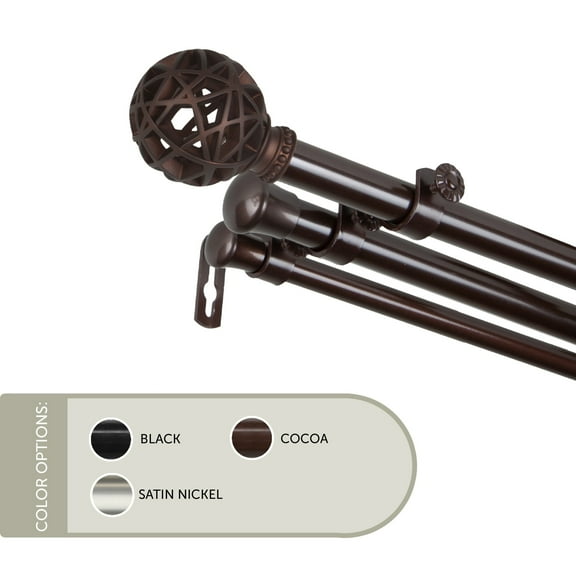 13/16 inch Ruston Triple Curtain Rod 66-120" - Cocoa