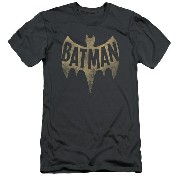 Batman Classic TV Vintage Logo S/S Adult 30/1 T-Shirt-Charcoal