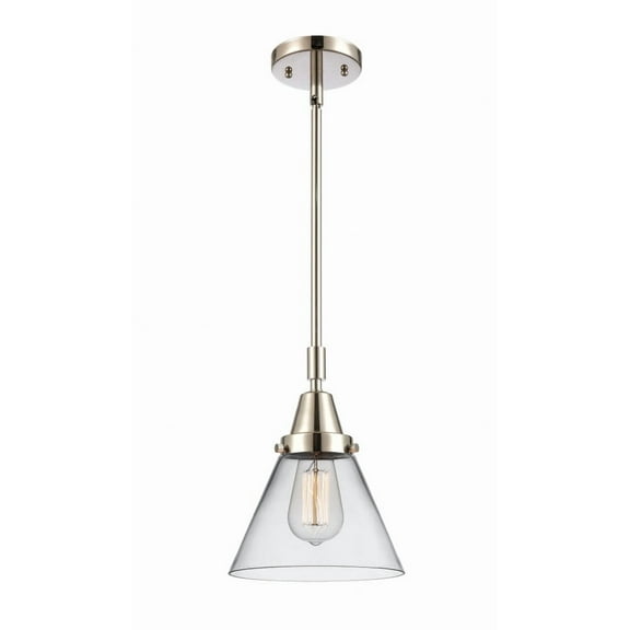 447-1S-PN-G42-Innovations Lighting-Cone - 1 Light Stem Hung Mini Pendant In Industrial Style-11.13 Inches Tall and 8 Inches Wide-Polished Nickel