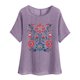 thumbnail image 1 of Camiseta de Mujer Camiseta de Manga Corta Impresión Casual Raglan Suelto de Lino Top Blusas, Cuello de la Tripulación, 1 of 4