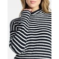 thumbnail image 5 of Time and Tru Women's Stripe Funnel Neck Sweater with Long Sleeves, Midweight, Sizes, XS-XXXL, 5 of 6