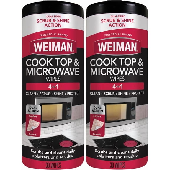 Glass Cooktop and Microwave Wipes - 2 Pack - Cleaner for Daily Use Professional Home Kitchen Cooktop Cleaner and Polish Use on Induction Ceramic Gas Portable Electric - 60 Wipes Total