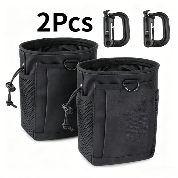 Multi-Purpose MOLLE Drawstring Outdoor Storage Pouch with D-Ring Grimlock for Hiking Camping Gear Organization