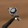 thumbnail image 2 of oval alexandrite promise ring 14K Solid White Gold Ring June birthstone color changing halo wedding ring, 2 of 4