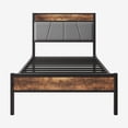 thumbnail image 4 of Tcbosik Platform Bed with Charging Station and Storage Headboard, Twin Size Metal Bed Frame, Easy Assembly, Brown, 4 of 8