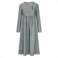 thumbnail image 4 of Kaemgyyd Women's Casual Dress with Pockets Loose Long Sleeve A-Line Maxi Dresses Flowy Stripe Pleated Fall Clothing, 4 of 6