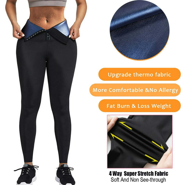 CARCOS Sauna Sweat Shapewear Pants High Waisted Corset Leggings for Women  Thermo Workout Suit Weight Loss Leggings Blue,Large 