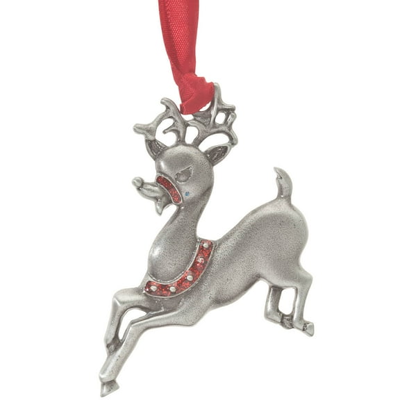 Custom Reindeer Birthstone Ornament, 100% Pewter - Measures 2 3/4" Wide x 2 1/4" High, January