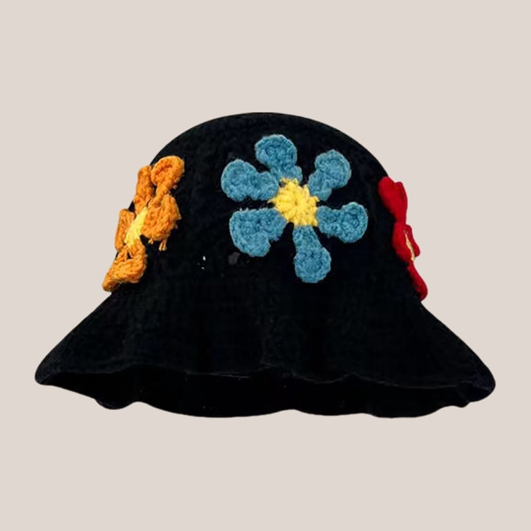 Povozer Women Crochet Hat Floral Crochet Bucket Hat Knitted  display picture 1