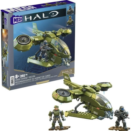 MEGA Halo UNSC Hornet Recon Building Kit with 2 Micro Action Figures (291 Pieces)
