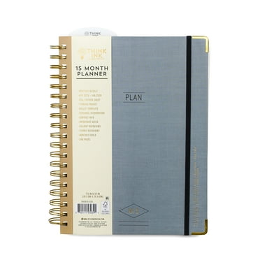 Think Ink Monthly Weekly Large (7.5" x 10") Grey 15 Month April 2025 - June 2026 Twin Wire Planner